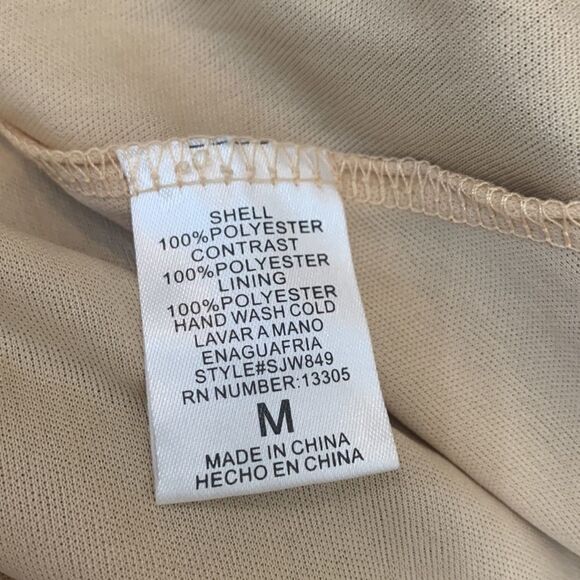 SanJoy Size Medium Black Lace Cream Spaghetti Strap Back Lined Circle Mini Dress - Picture 9 of 9